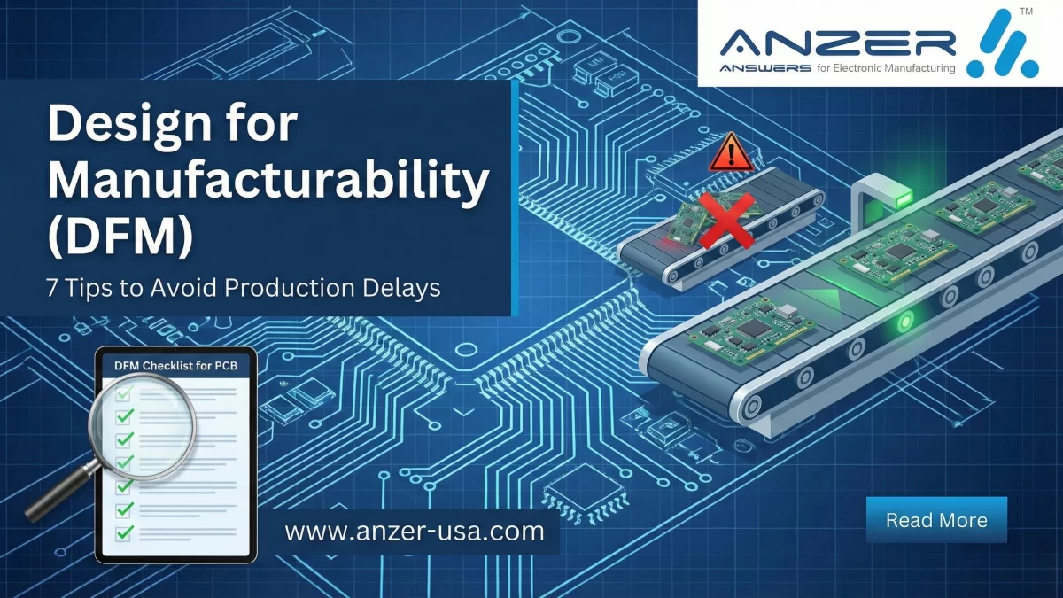 Use our DFM checklist for PCB design to eliminate production delays. Learn 7 practical design-for-manufacturability tips that reduce costs and speed up assembly.
