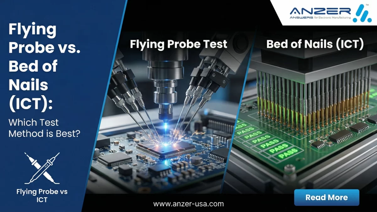 Flying Probe vs. Bed of Nails (ICT): Which Test Method is Best? 1 Flying Probe vs ICT: Compare costs, speed, flexibility, and coverage for PCB testing. See which method fits your aerospace, medical, or industrial assembly—on-spec, on-time, on-budget at Anzer USA.