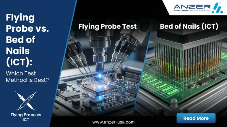 Flying Probe vs. Bed of Nails (ICT): Which Test Method is Best? 1 Flying Probe vs ICT: Compare costs, speed, flexibility, and coverage for PCB testing. See which method fits your aerospace, medical, or industrial assembly—on-spec, on-time, on-budget at Anzer USA.