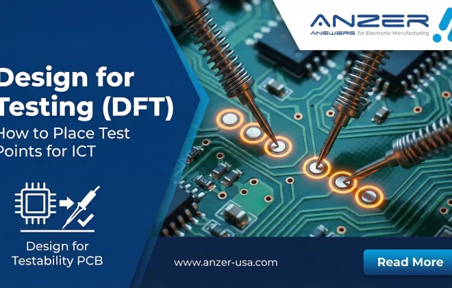 Master design for testability PCB strategies with proper test point placement for ICT. Learn sizing, spacing, and accessibility rules that ensure reliable testing.