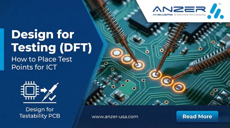 Master design for testability PCB strategies with proper test point placement for ICT. Learn sizing, spacing, and accessibility rules that ensure reliable testing.
