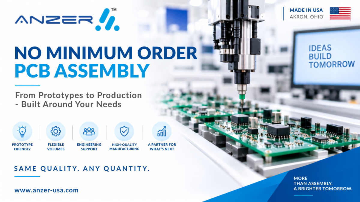 Need no minimum order PCB assembly? Learn how ANZER supports prototype and low-volume PCB assembly with SMT, THT, DFM, testing, and U.S. manufacturing.